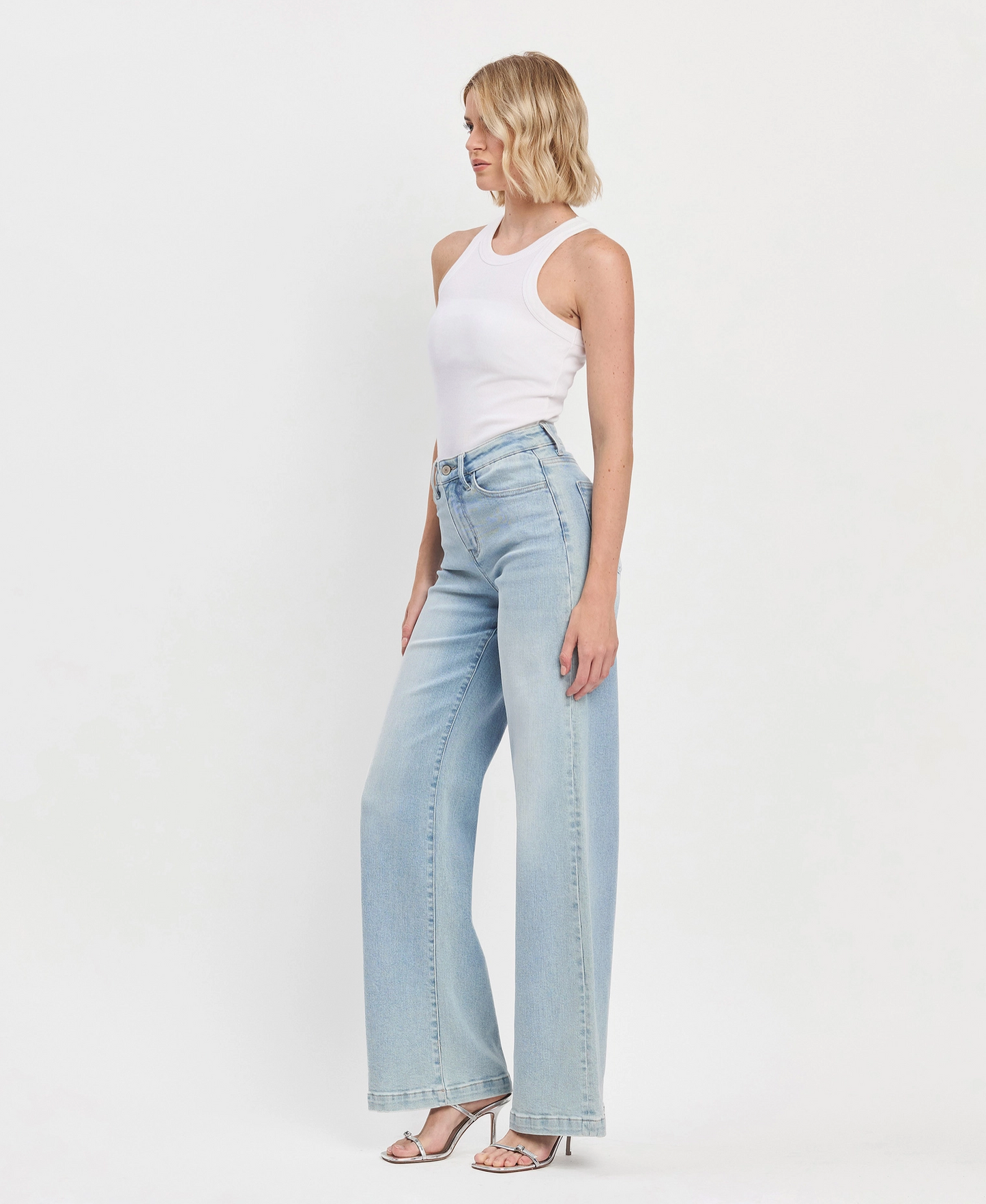 High Rise Full Length Wide Leg Jeans (Optimistic)
