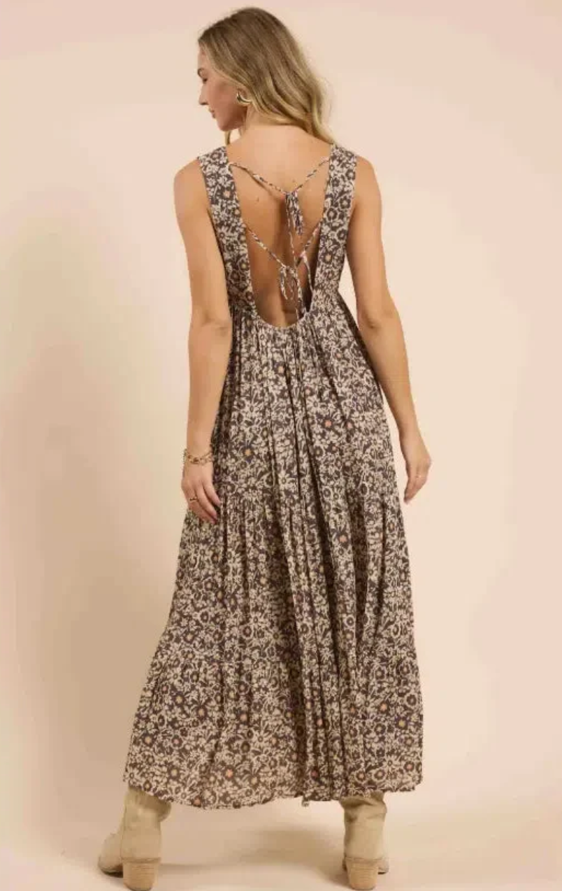 Desert Sunset Tiered Open Back Maxi Dress