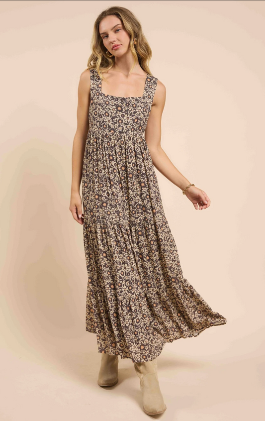 Desert Sunset Tiered Open Back Maxi Dress