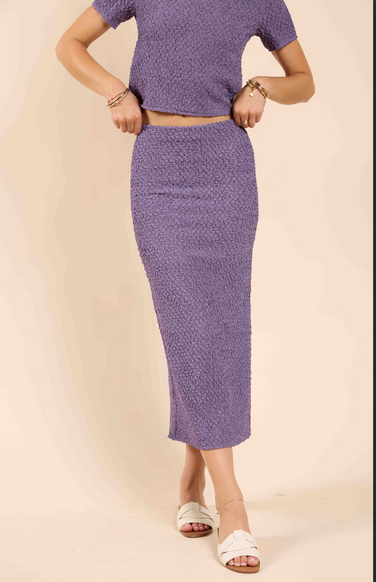A Vision Textured Midi Skirt (Purple)