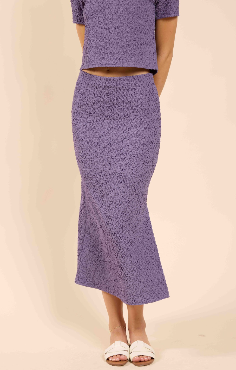 A Vision Textured Midi Skirt (Purple)