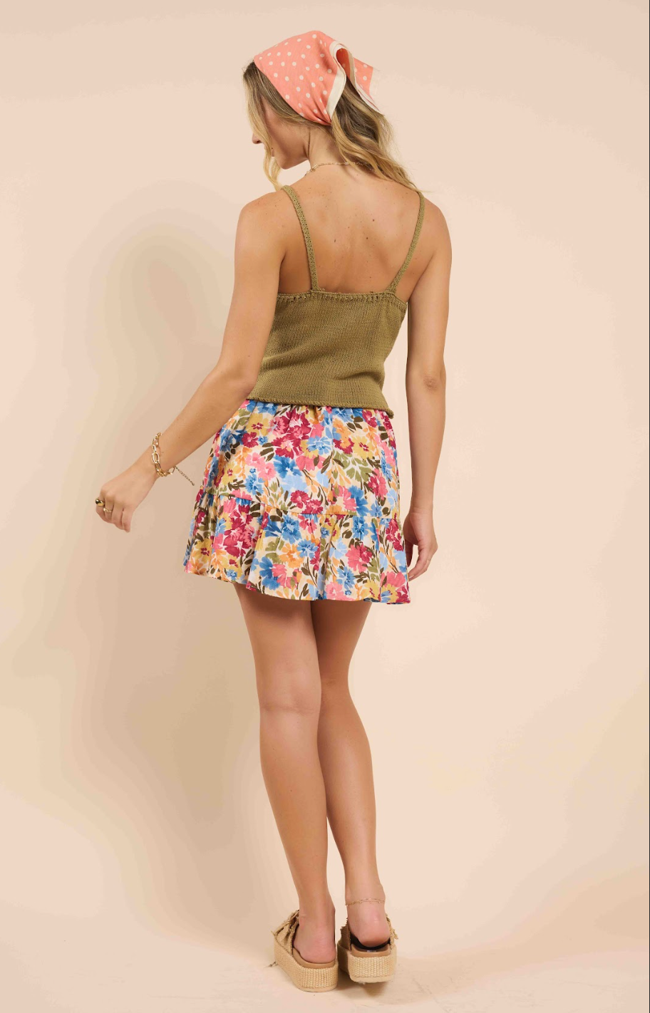 Dixie Flower Embroidery Knit Tank (Dark Sage)