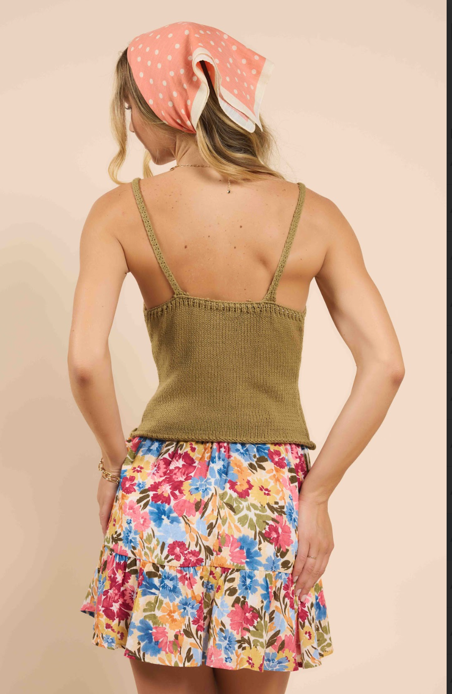 Dixie Flower Embroidery Knit Tank (Dark Sage)