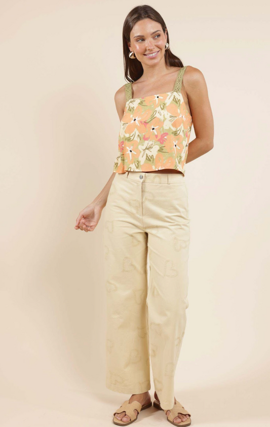 Dreamy Heart Denim Pants (Lemon)
