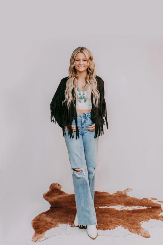Fringe Vegan Suede Jacket
