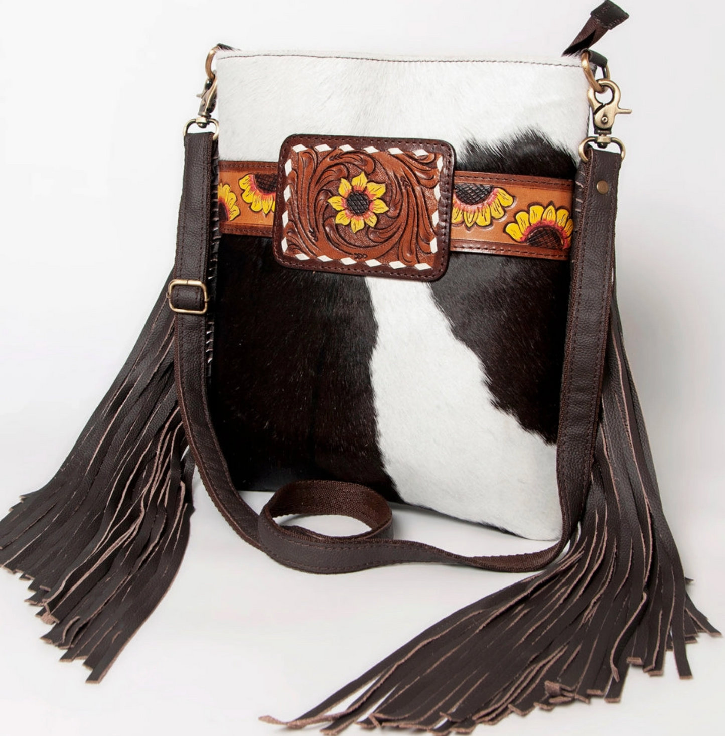 Crossbody Genuine Leather Women Bag Western Bag (Sun Flower)