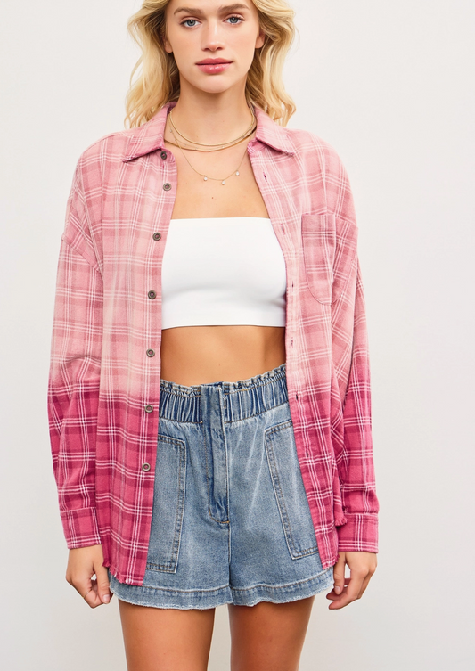 Dip-Dyed Button Up Shirt
