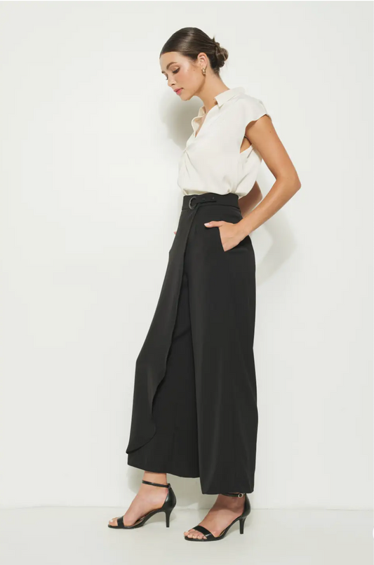 High Waist Wrap Detail Wide Pants