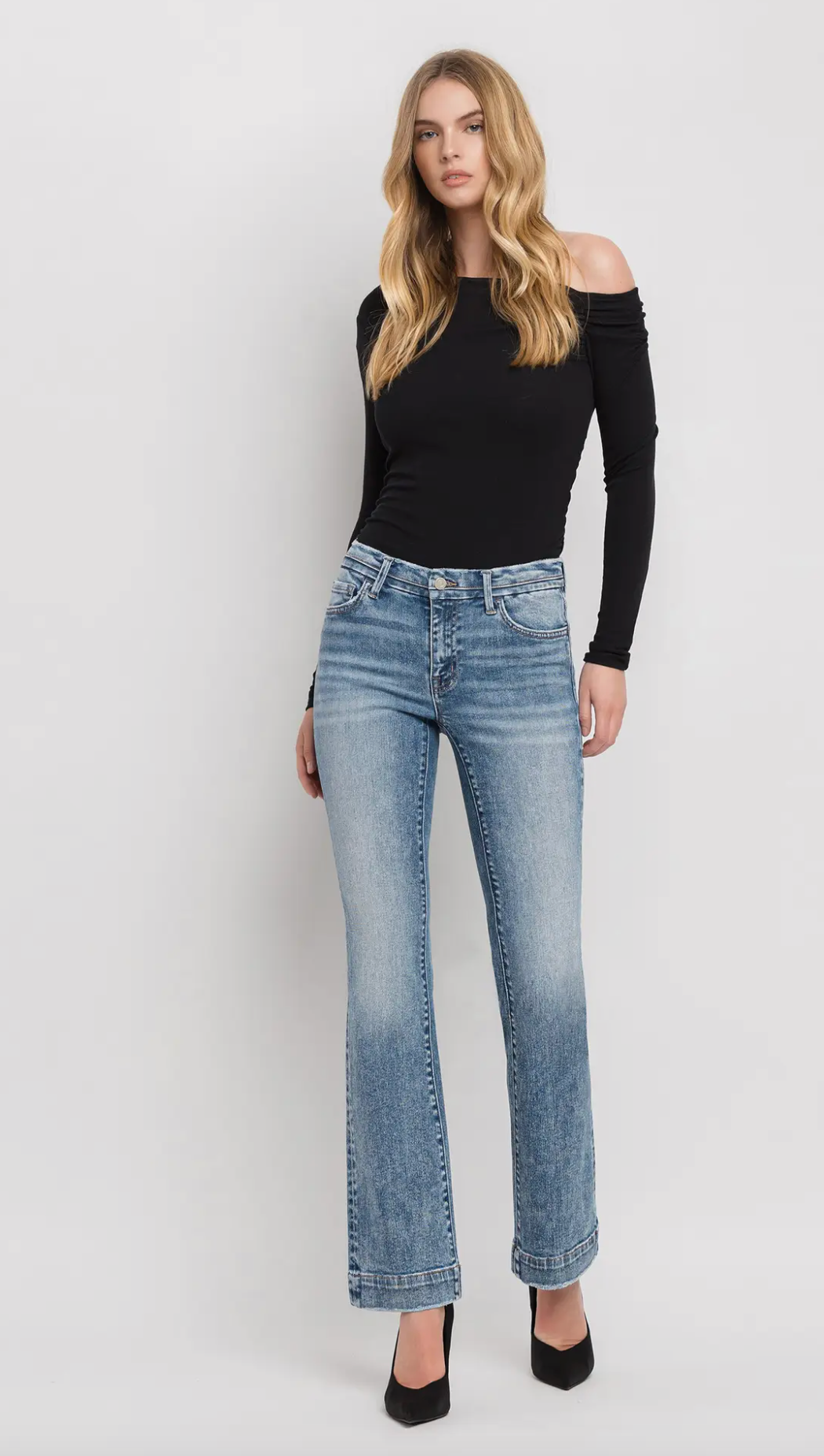 Mid Rise Seamless Waistband Bootcut Jeans (Mount Bruce)