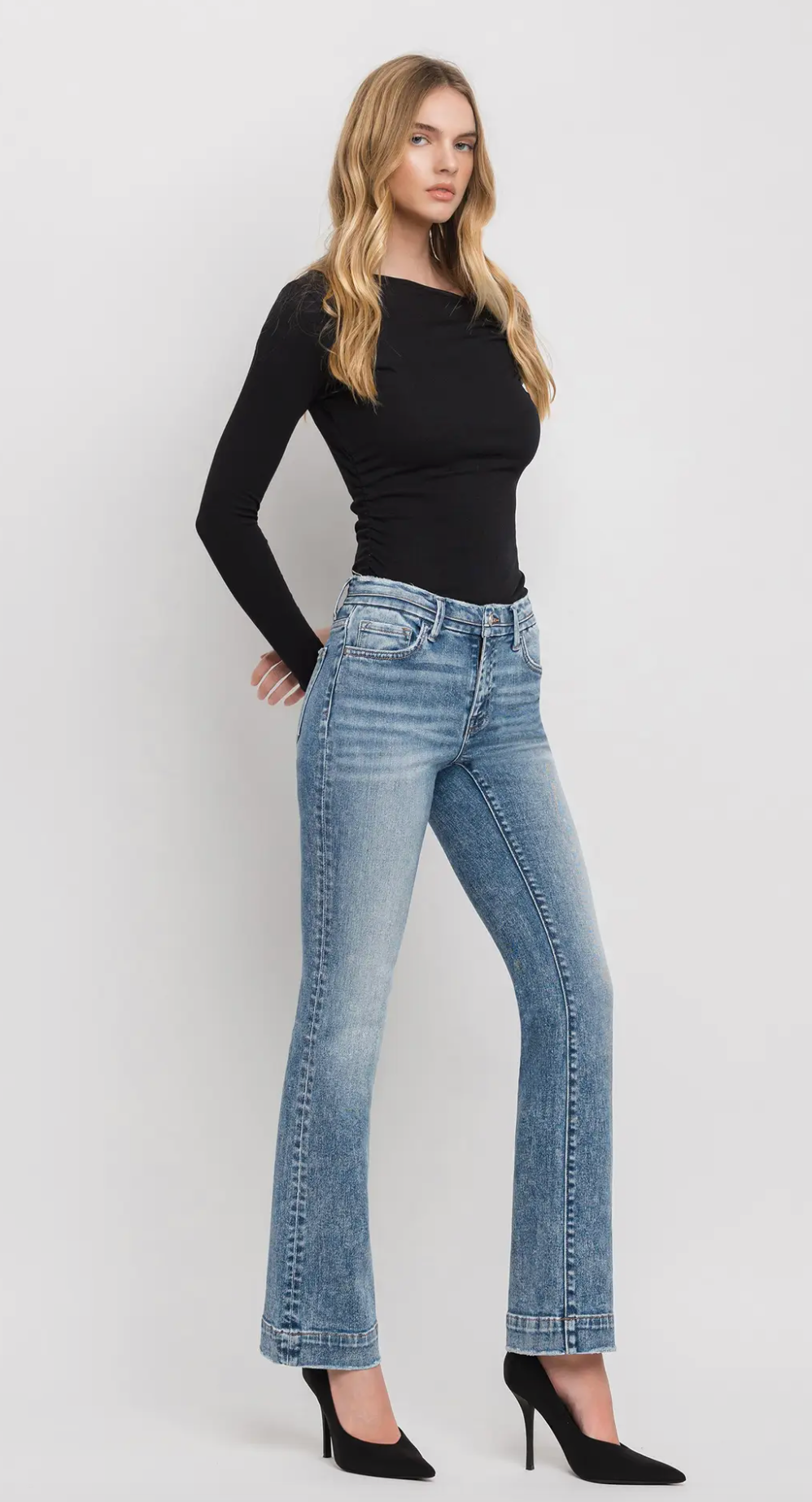 Mid Rise Seamless Waistband Bootcut Jeans (Mount Bruce)