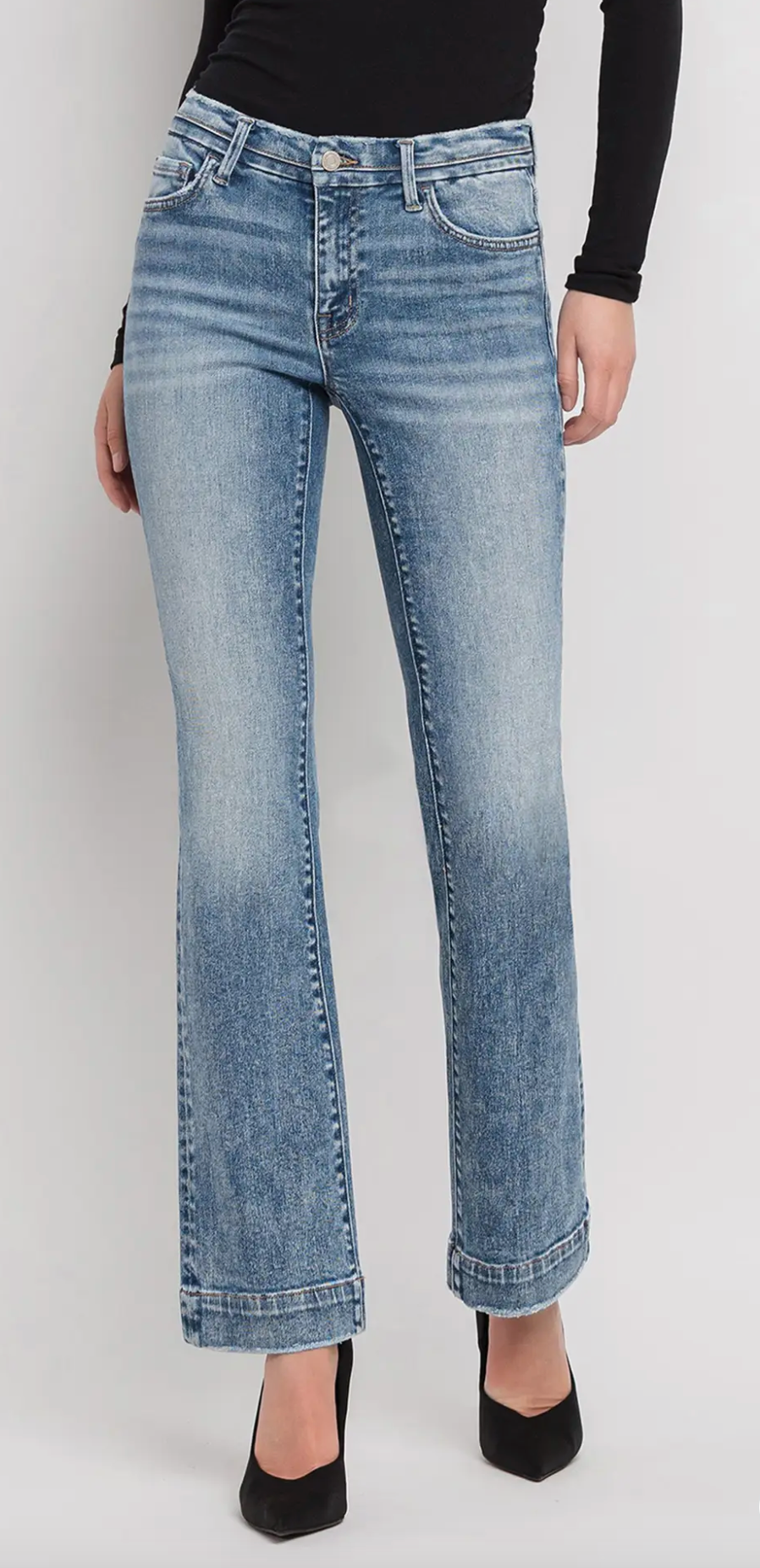 Mid Rise Seamless Waistband Bootcut Jeans (Mount Bruce)