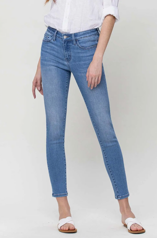 Amber Mid Rise Ankle Skinny Jeans (Light Wash)