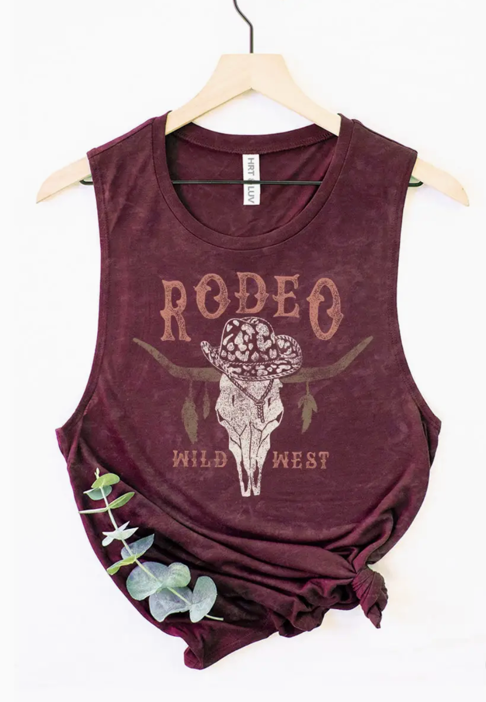 Rodeo Wild West Mineral Graphic Tank Top(Burgundy)