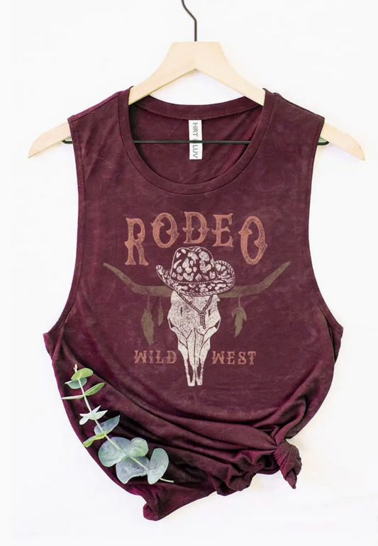 Rodeo Wild West Mineral Graphic Tank Top(Burgundy)