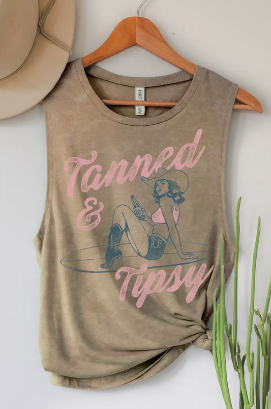 Tanned N Tipsy Mineral Graphic Tank Top
