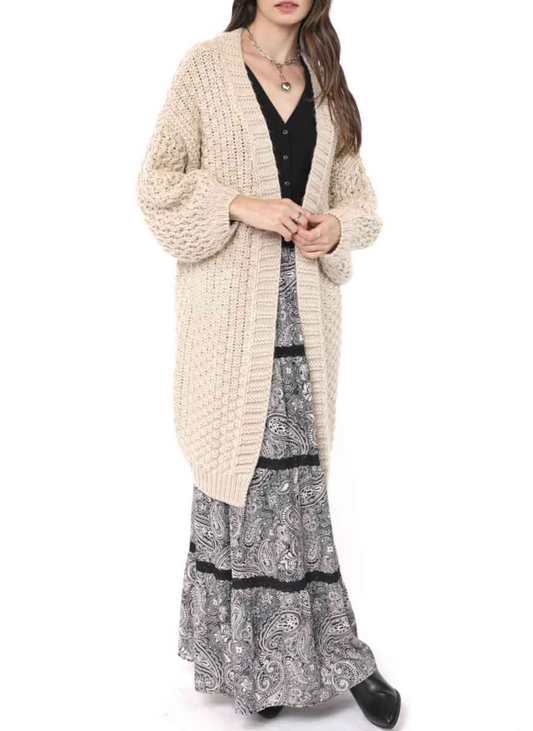 Iggy Hand Knit Chunky Long Open Cardigan