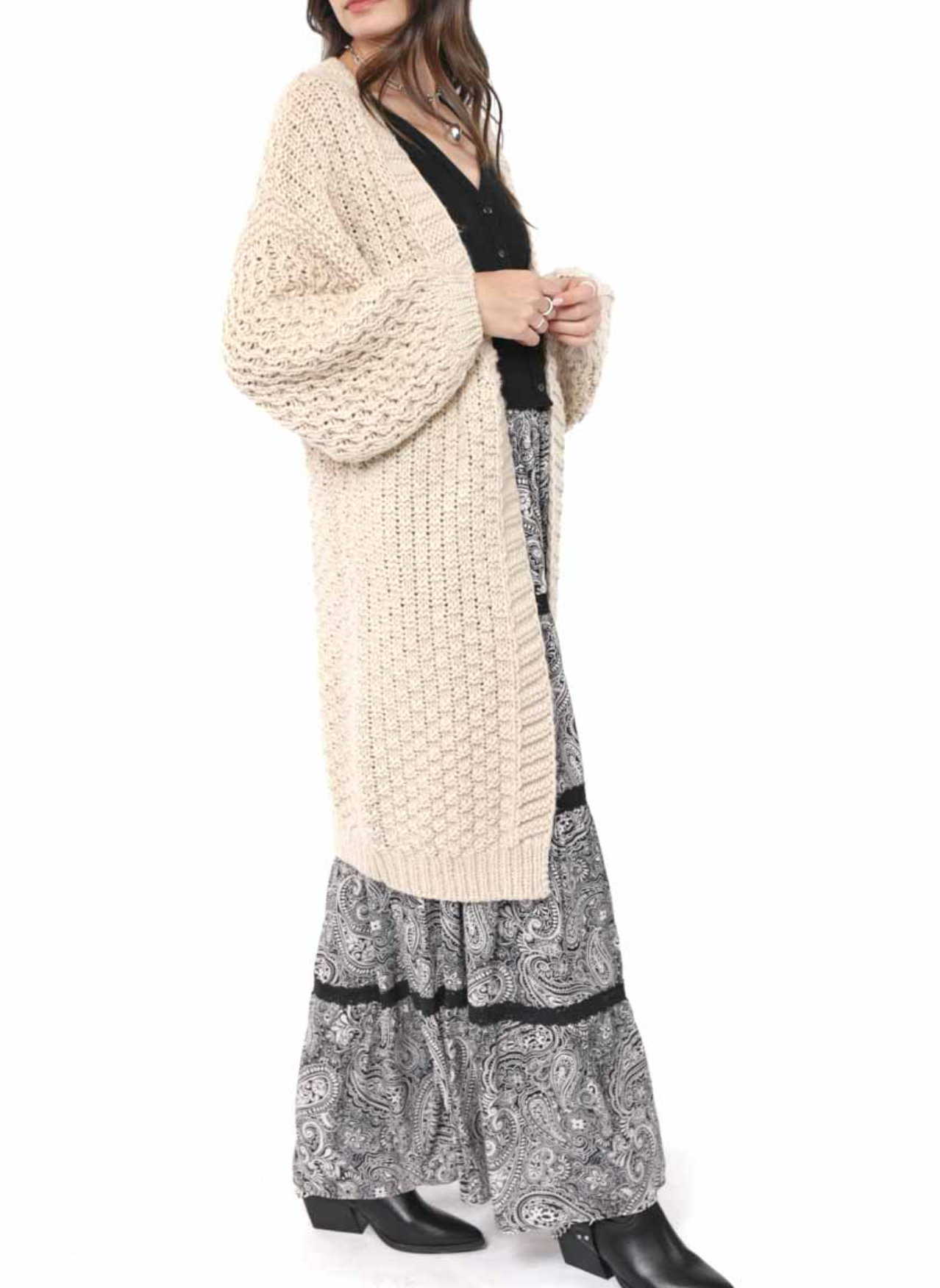 Iggy Hand Knit Chunky Long Open Cardigan