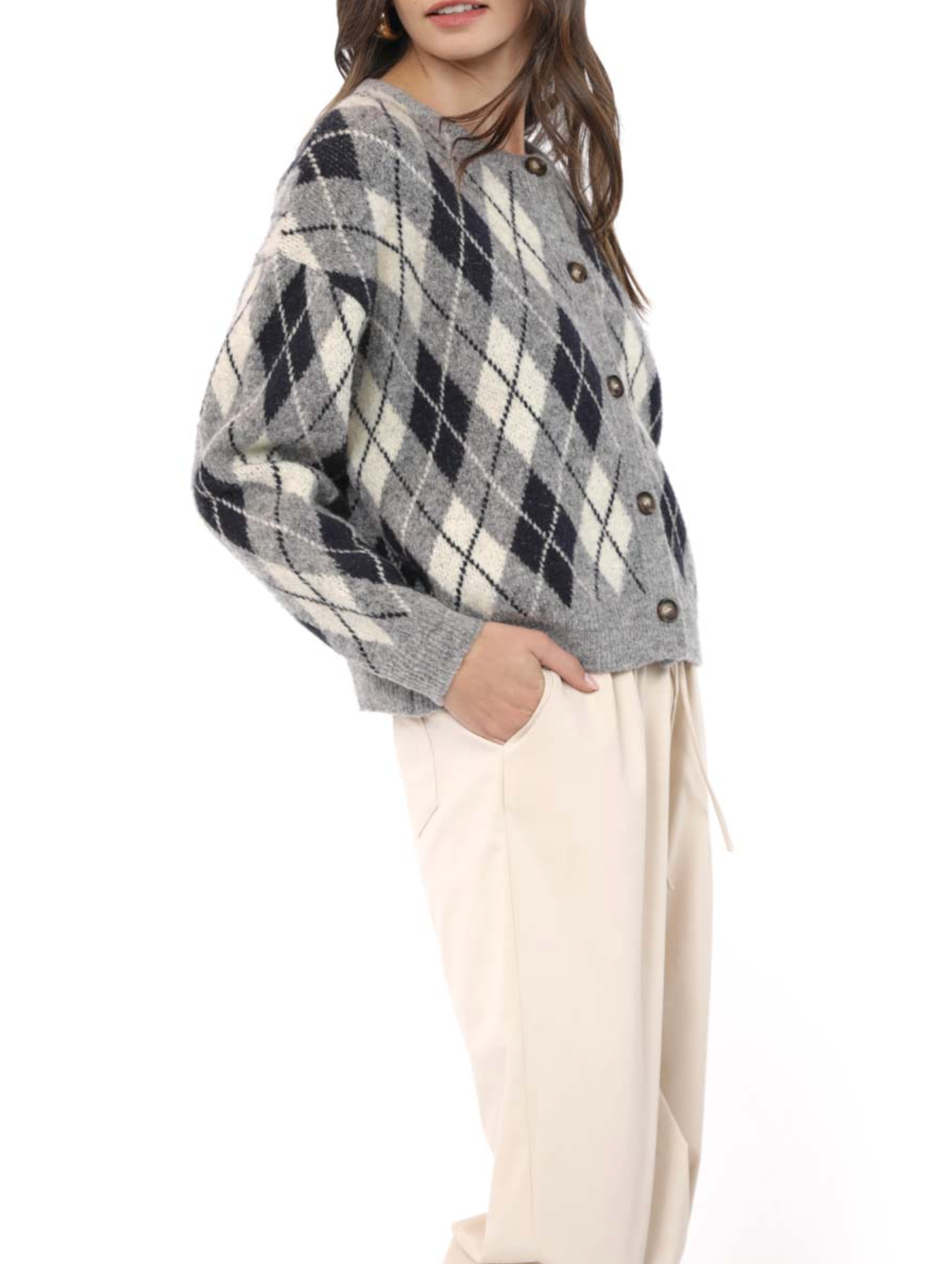Bec Argyle Sweater Cardigan