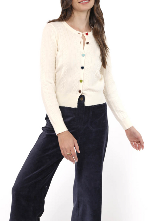 Mochi Heart Button Sweater Cardigan