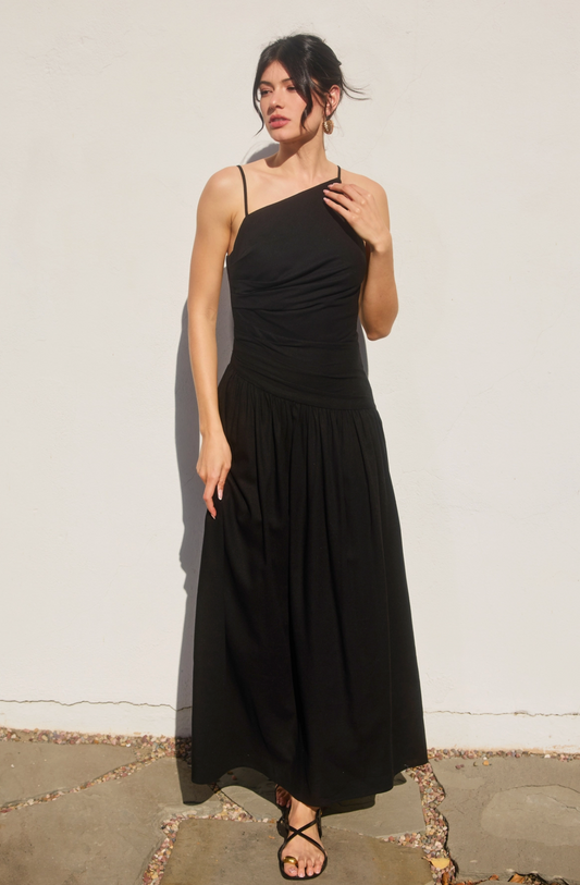 Heaven Sent Drop Waist Ruched Maxi Dress