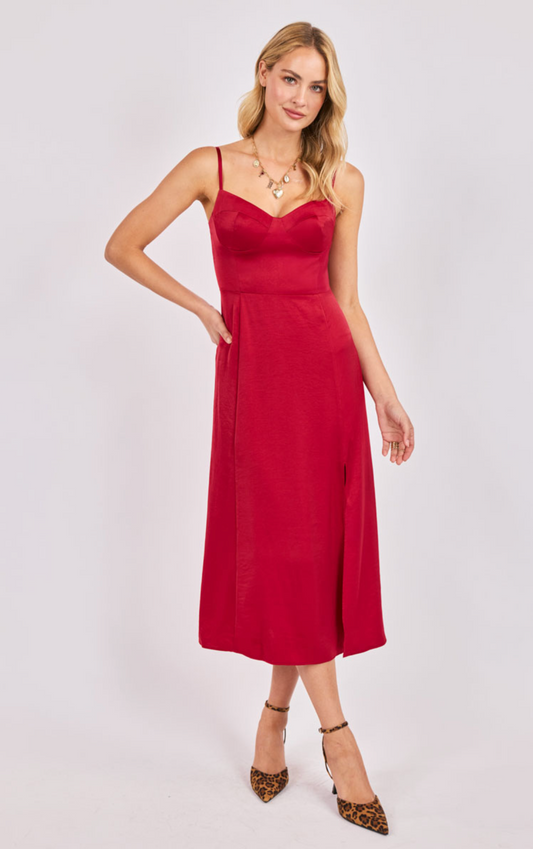 Romy Satin Bustier Bodice Midi Dress