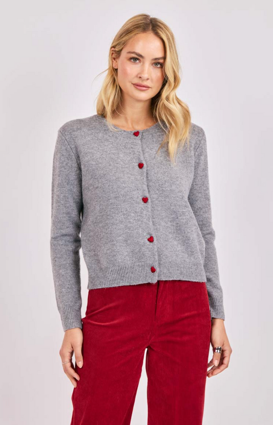 Leighton Heart Button Cardi (Grey)