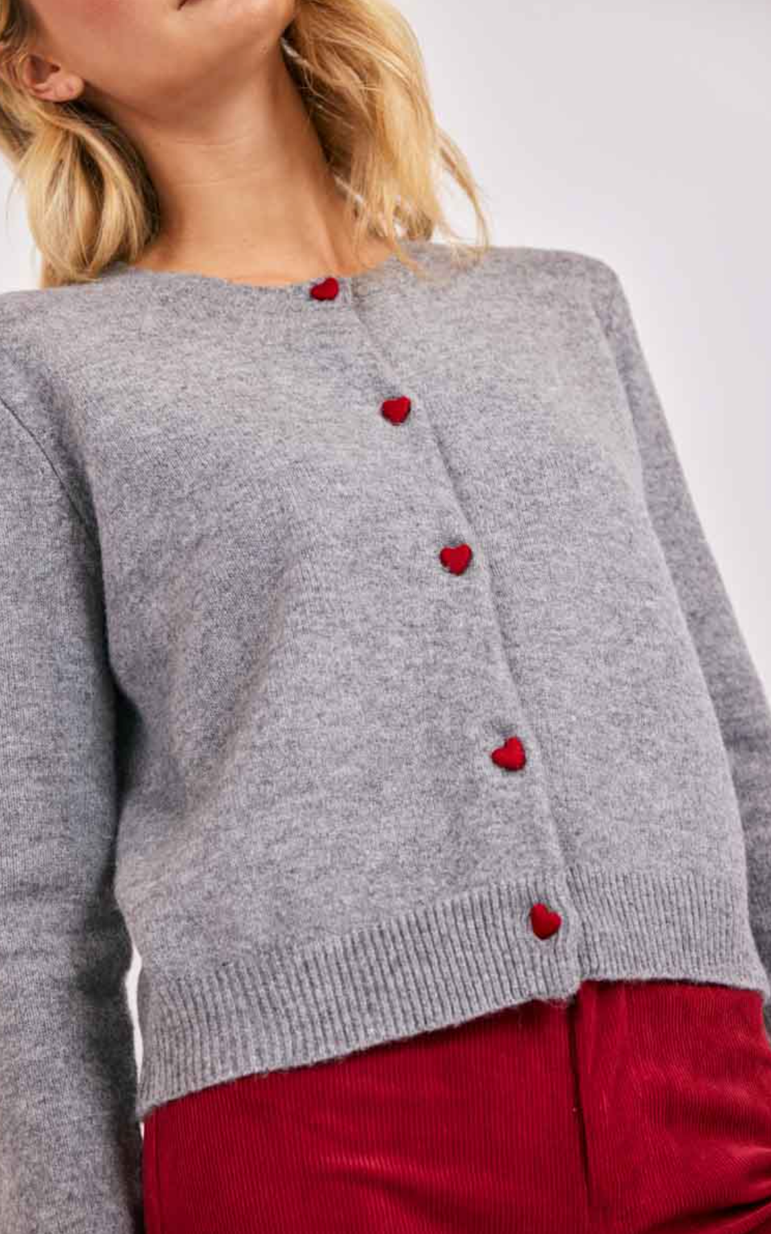 Leighton Heart Button Cardi (Grey)