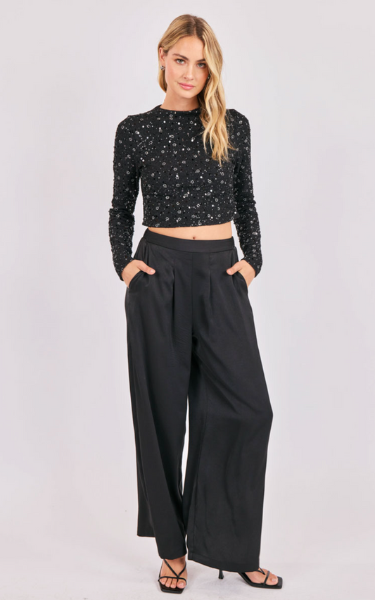 Romy Satin Pleated Pants