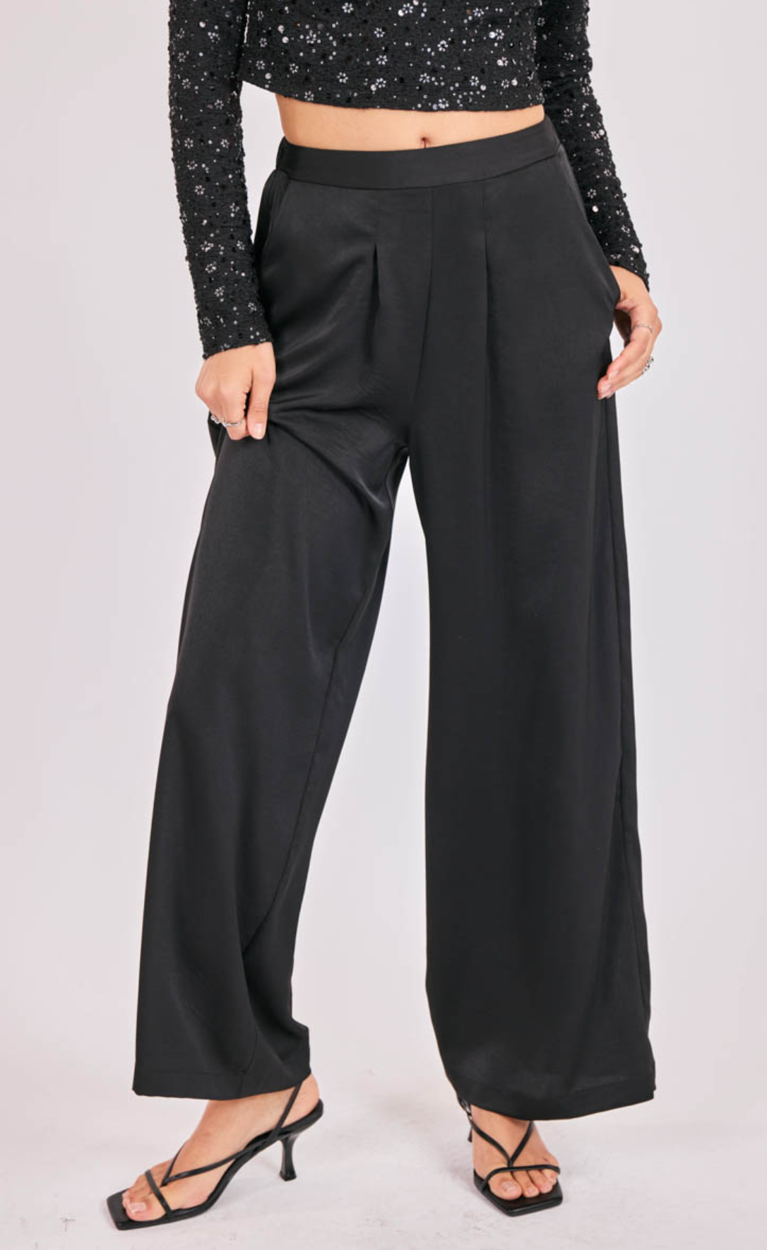 Romy Satin Pleated Pants