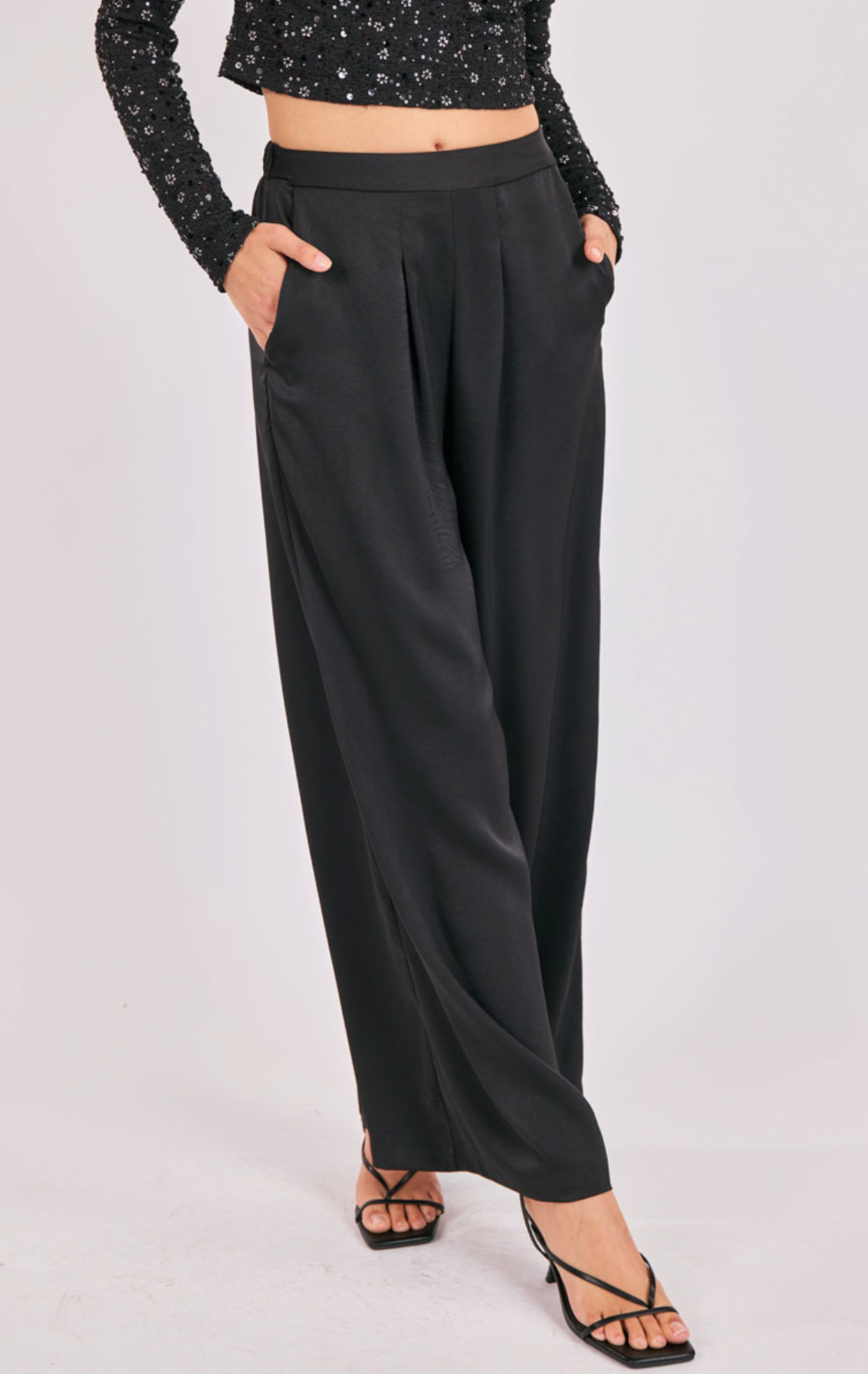 Romy Satin Pleated Pants