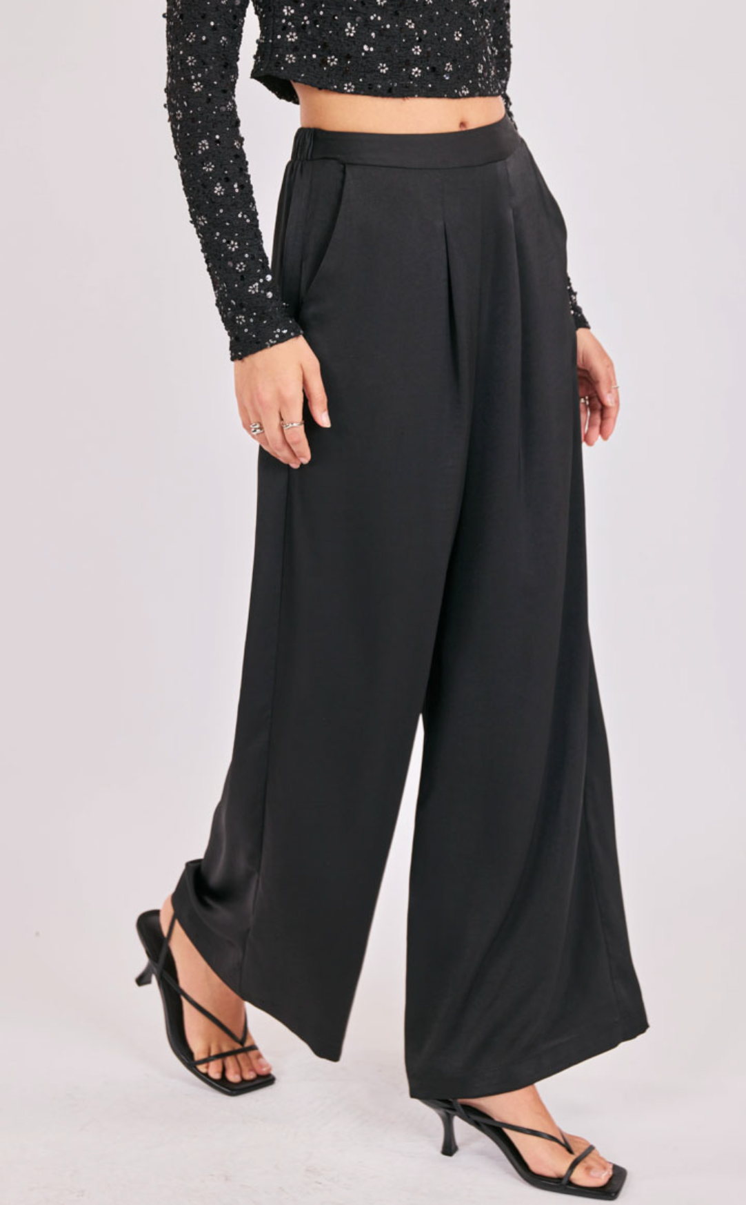 Romy Satin Pleated Pants