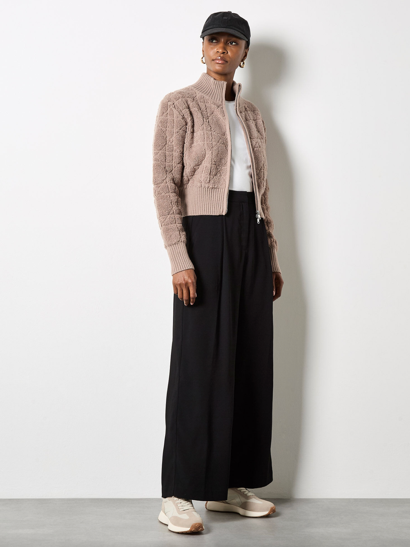 3D Rib Edge Zip cardigan