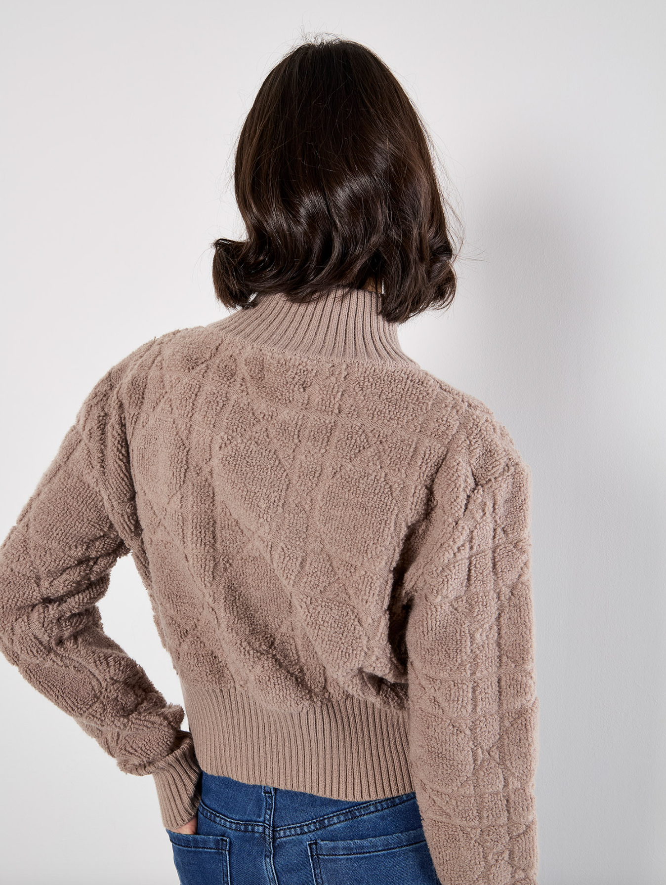 3D Rib Edge Zip cardigan