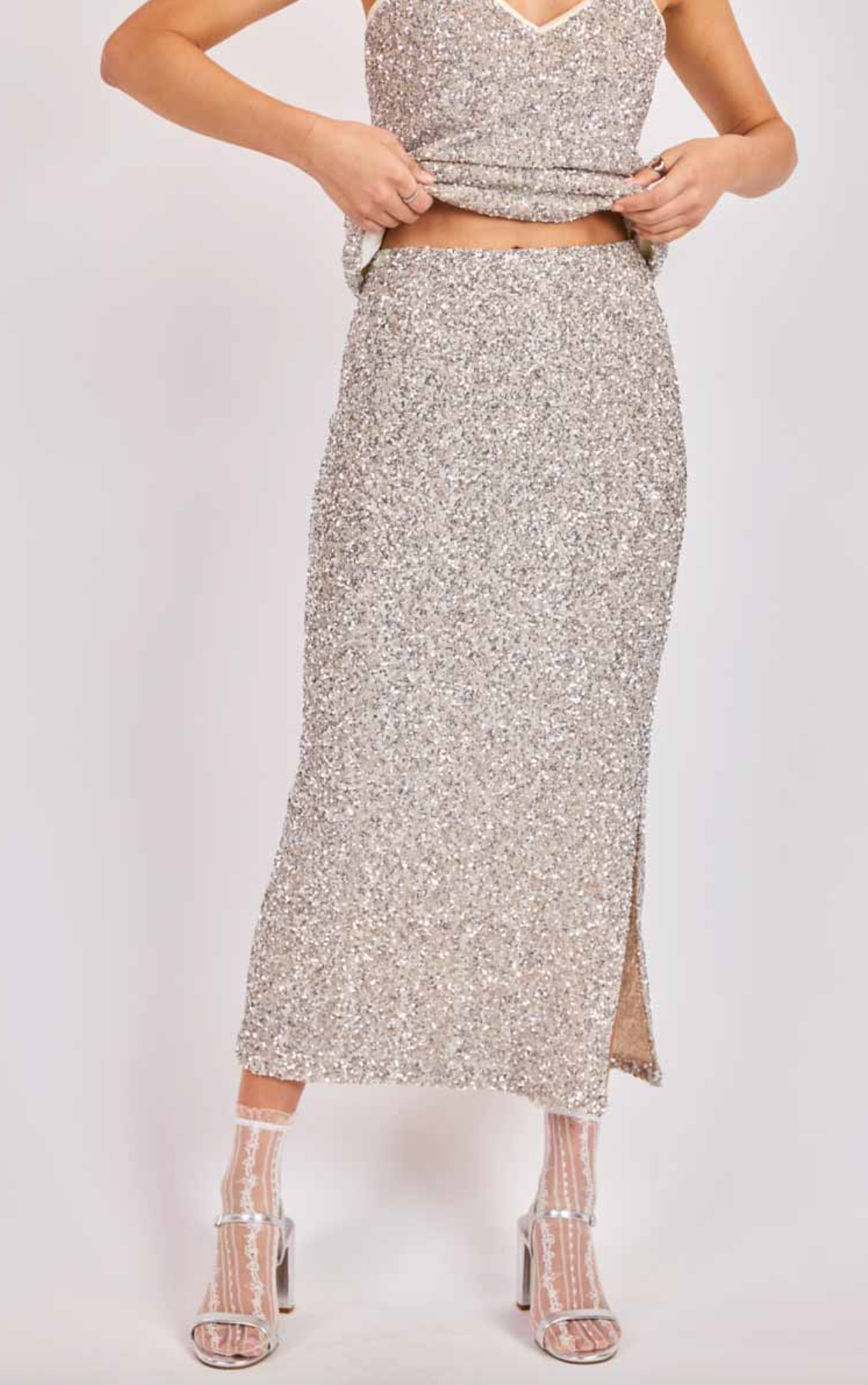 Luster Sequin Maxi Skirt