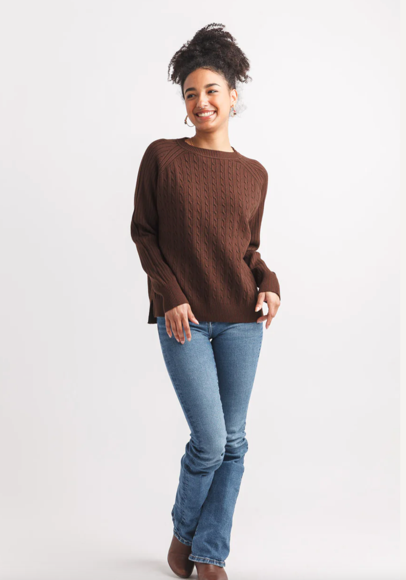 Classic Cable Knit sweater (Brown)