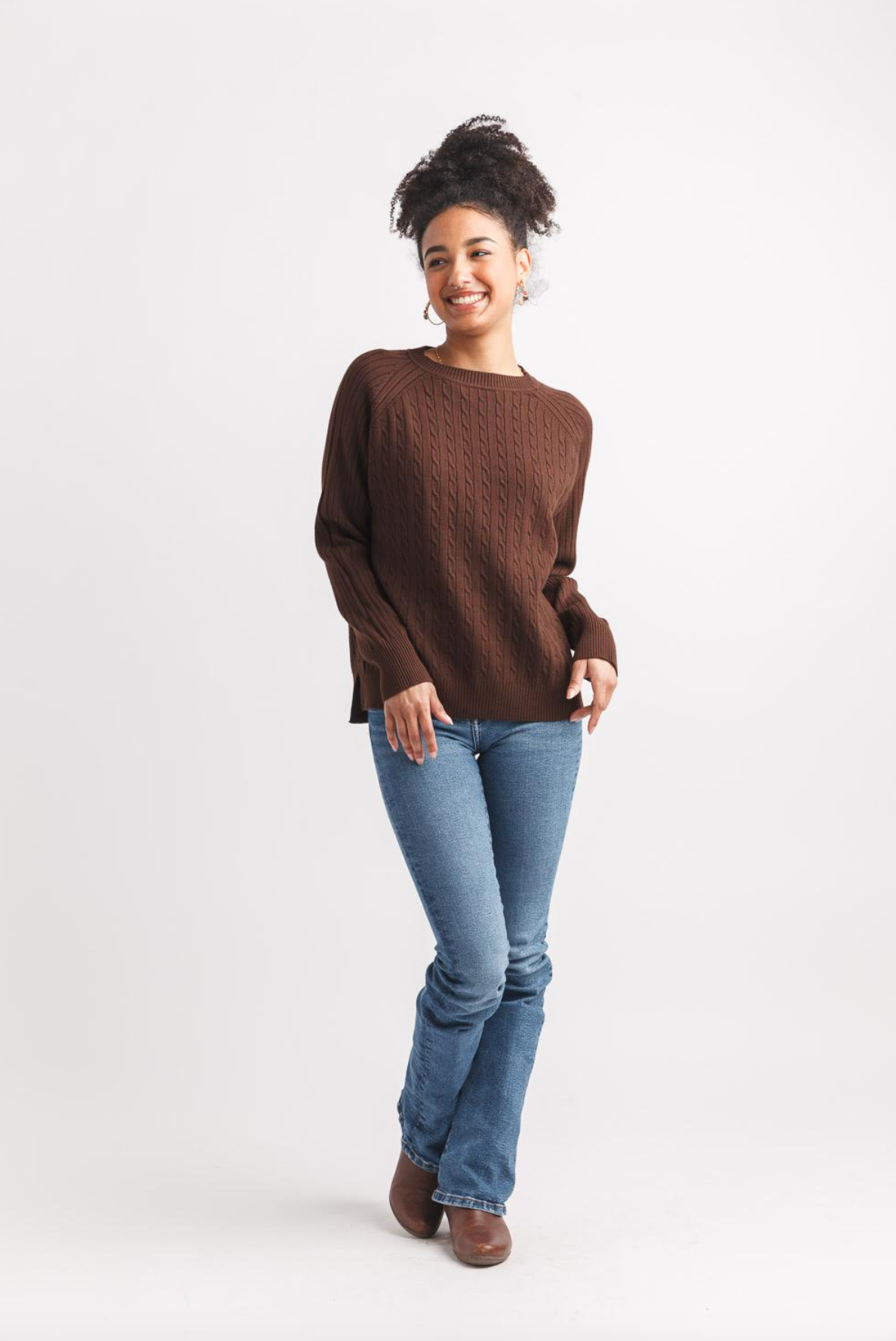 Classic Cable Knit sweater (Brown)