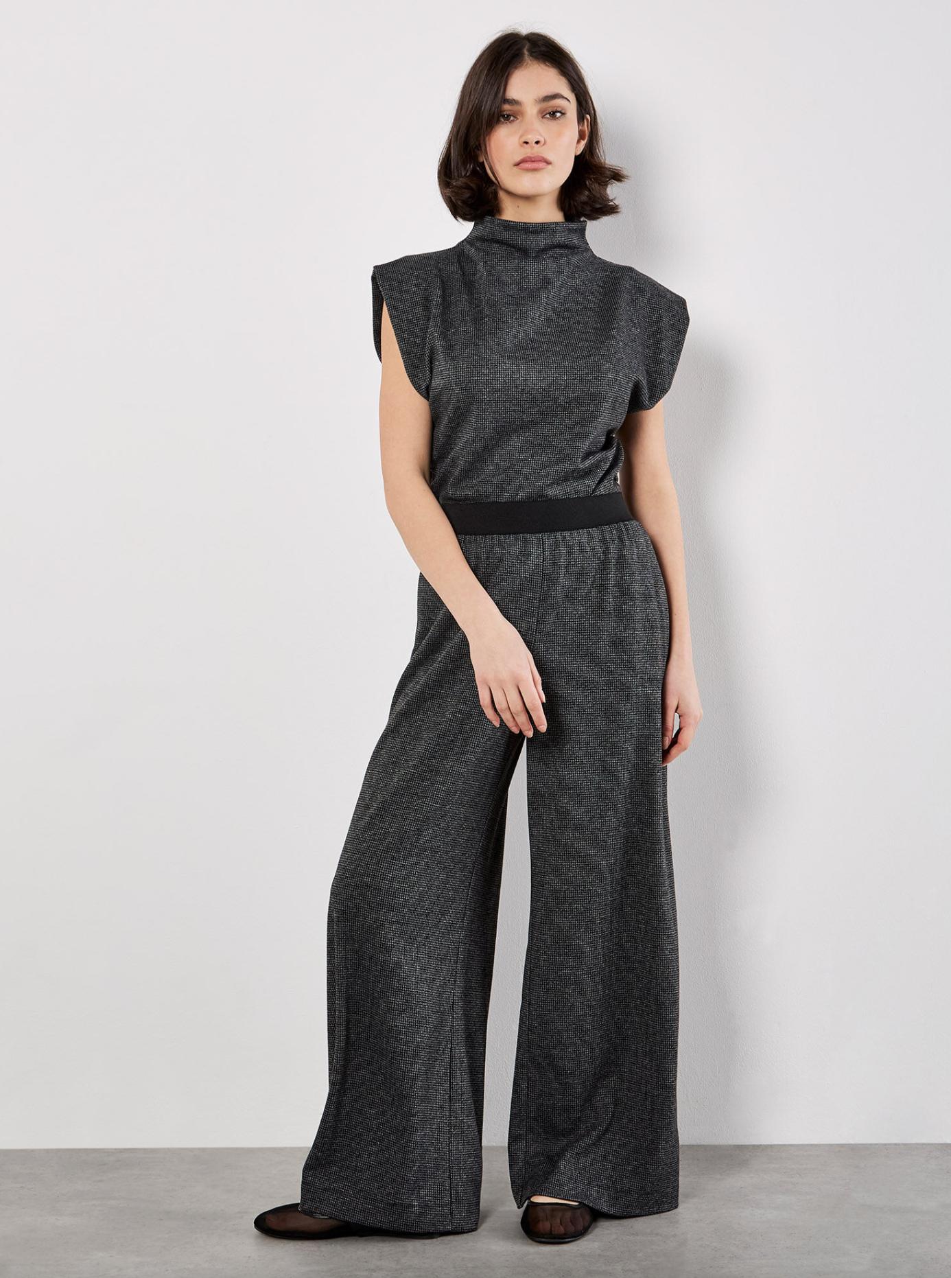 Mini Dogtooth Soft Wide Leg Trousers