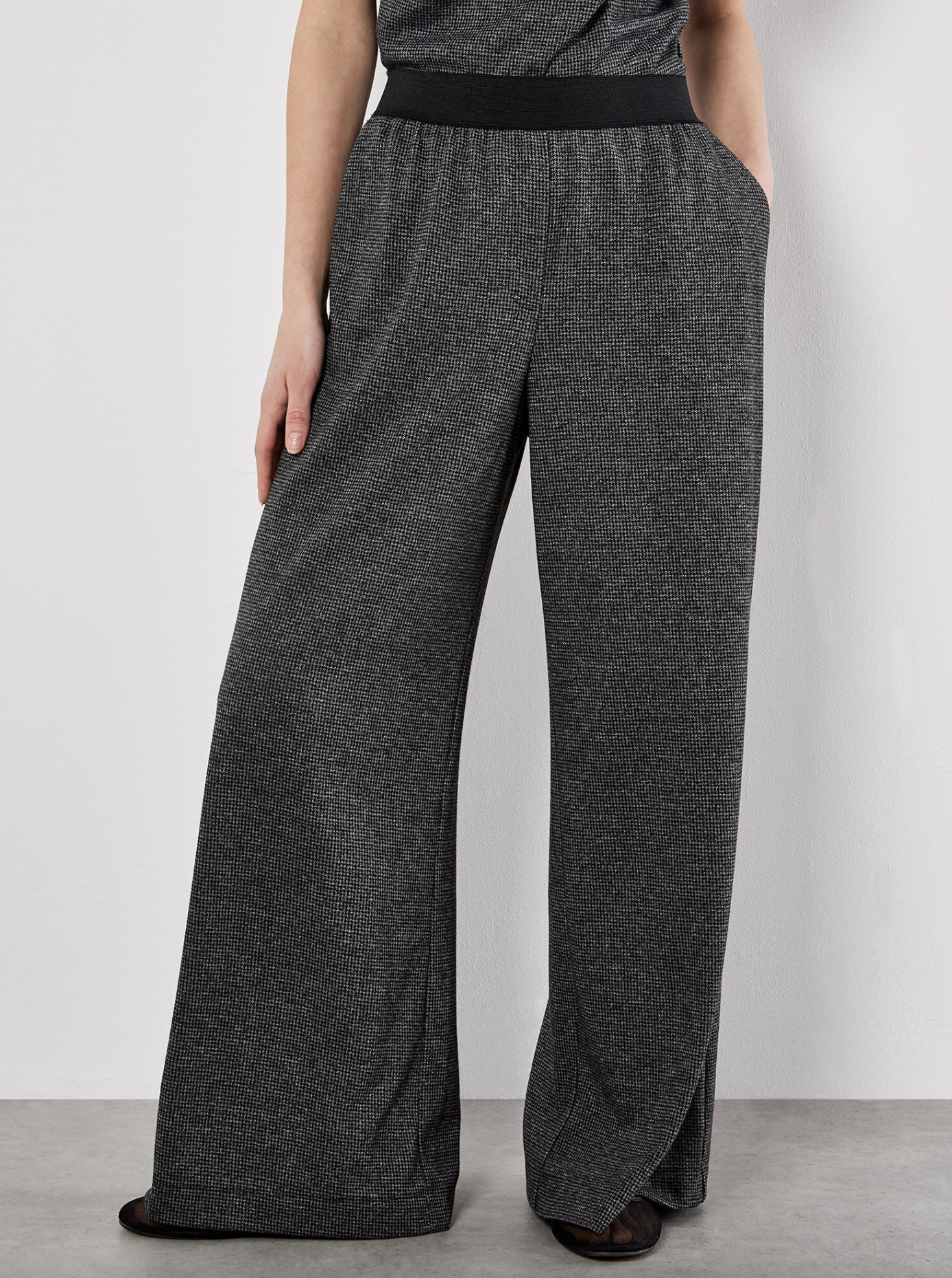 Mini Dogtooth Soft Wide Leg Trousers
