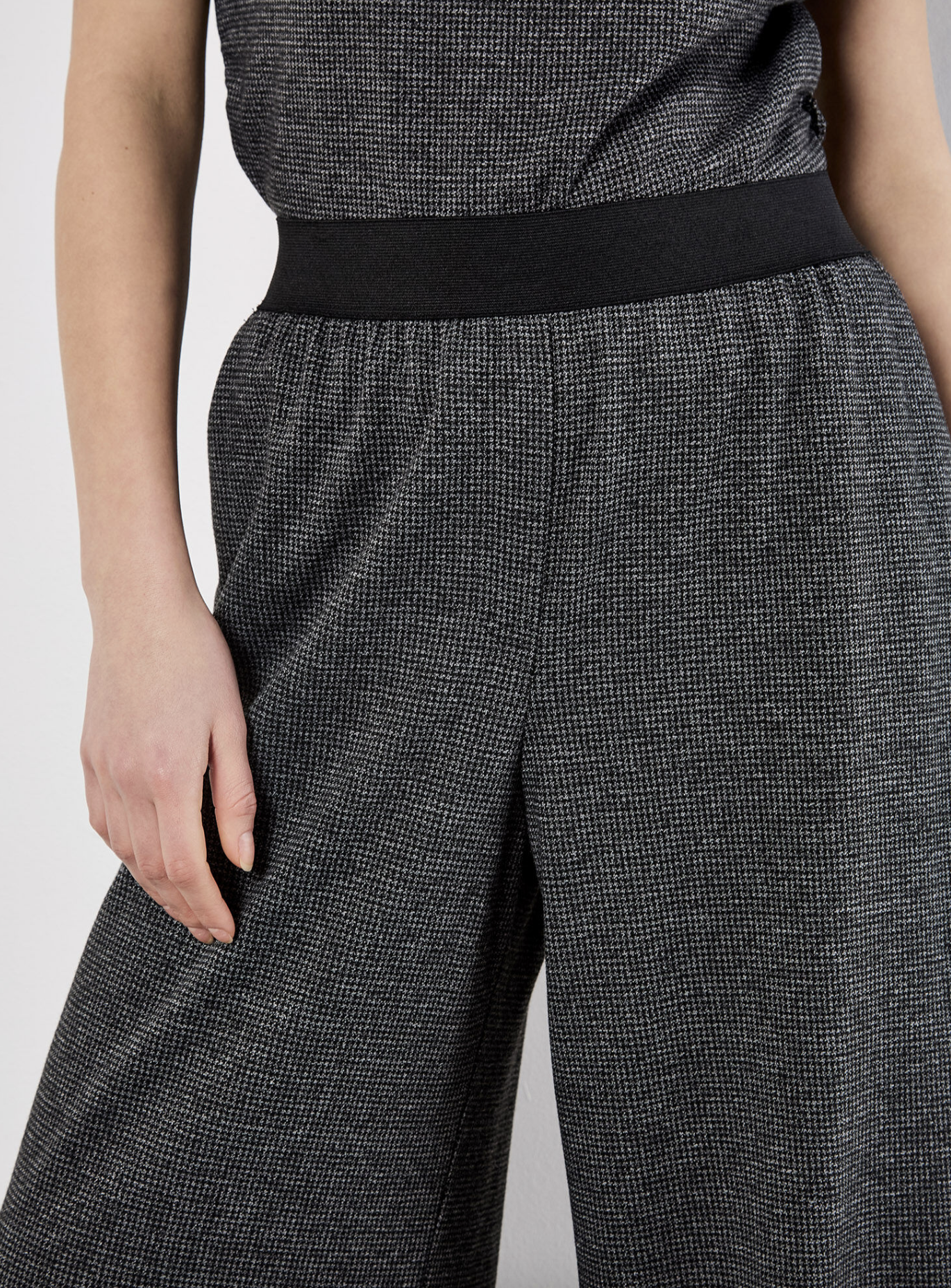 Mini Dogtooth Soft Wide Leg Trousers