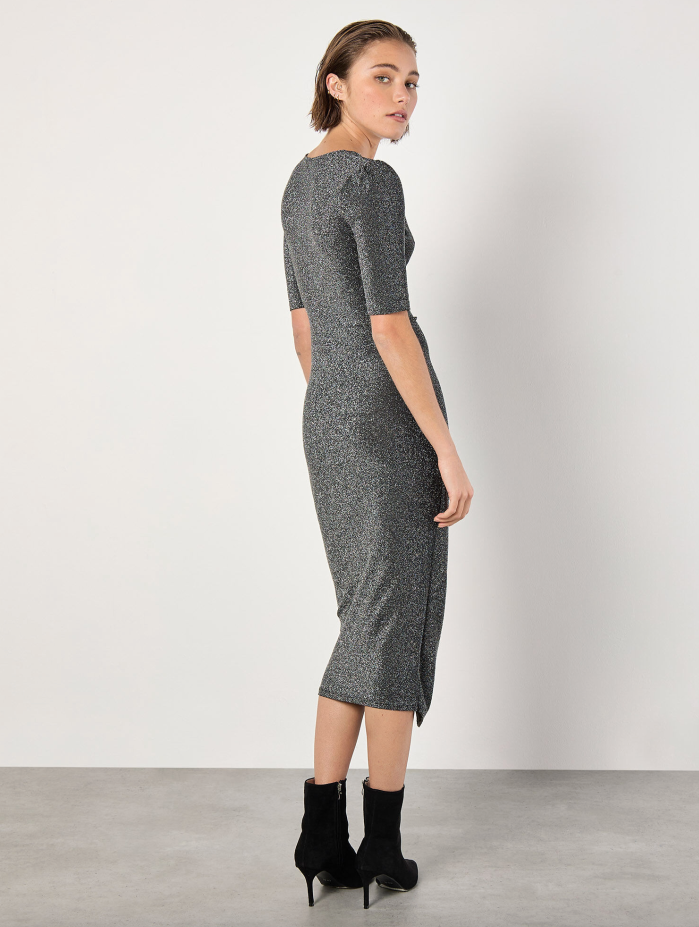 Foil Sparkle side Ruched Dress