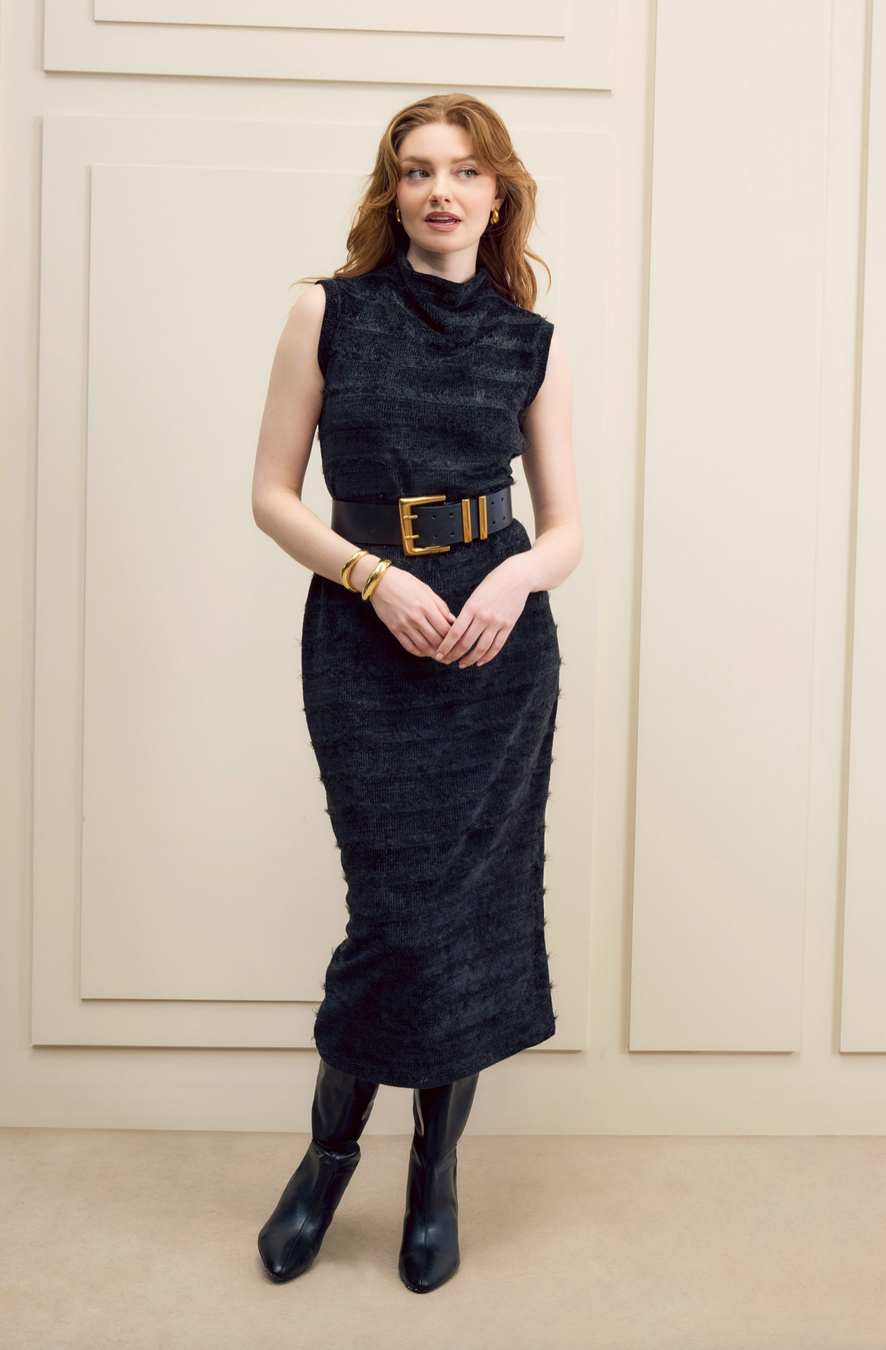 Textured Knit Midi Dress