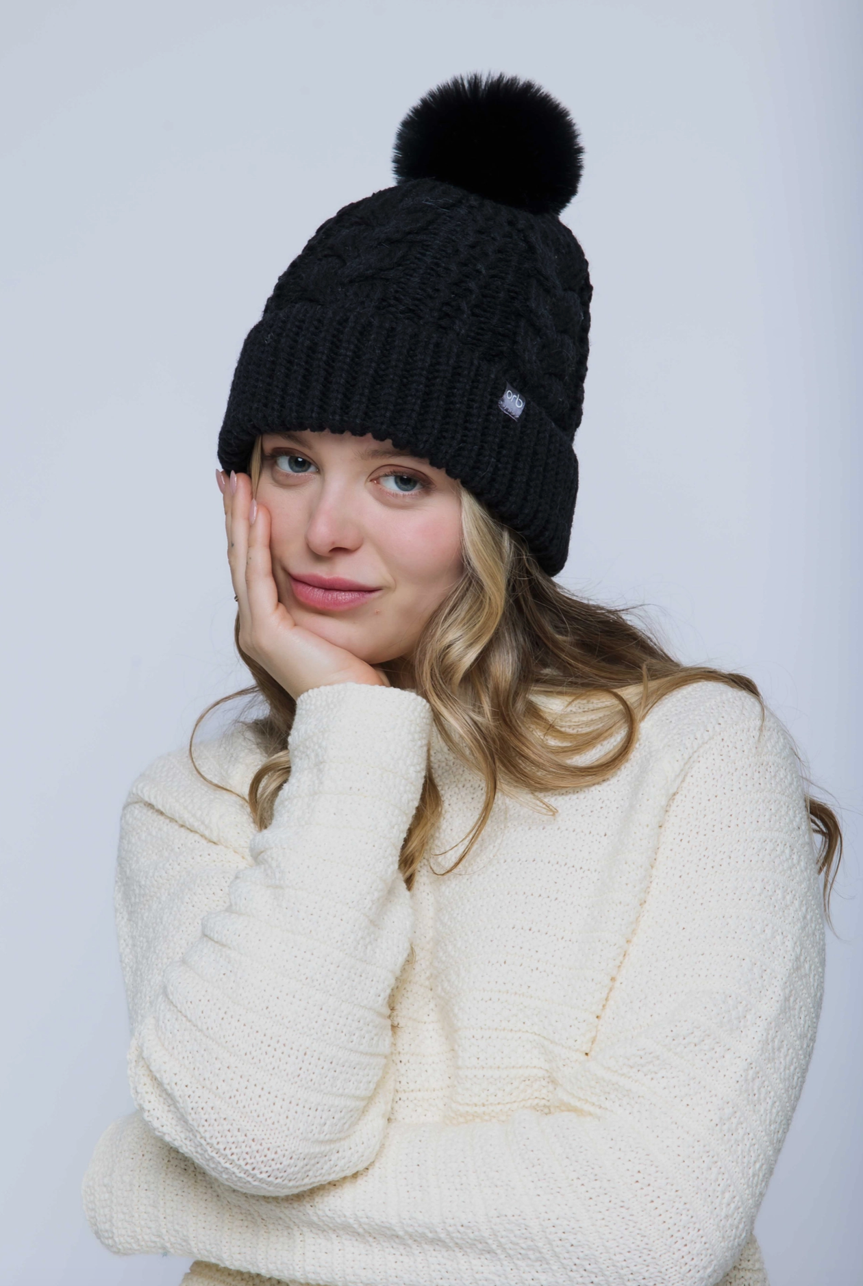 Marshmallow cable lined Beanie