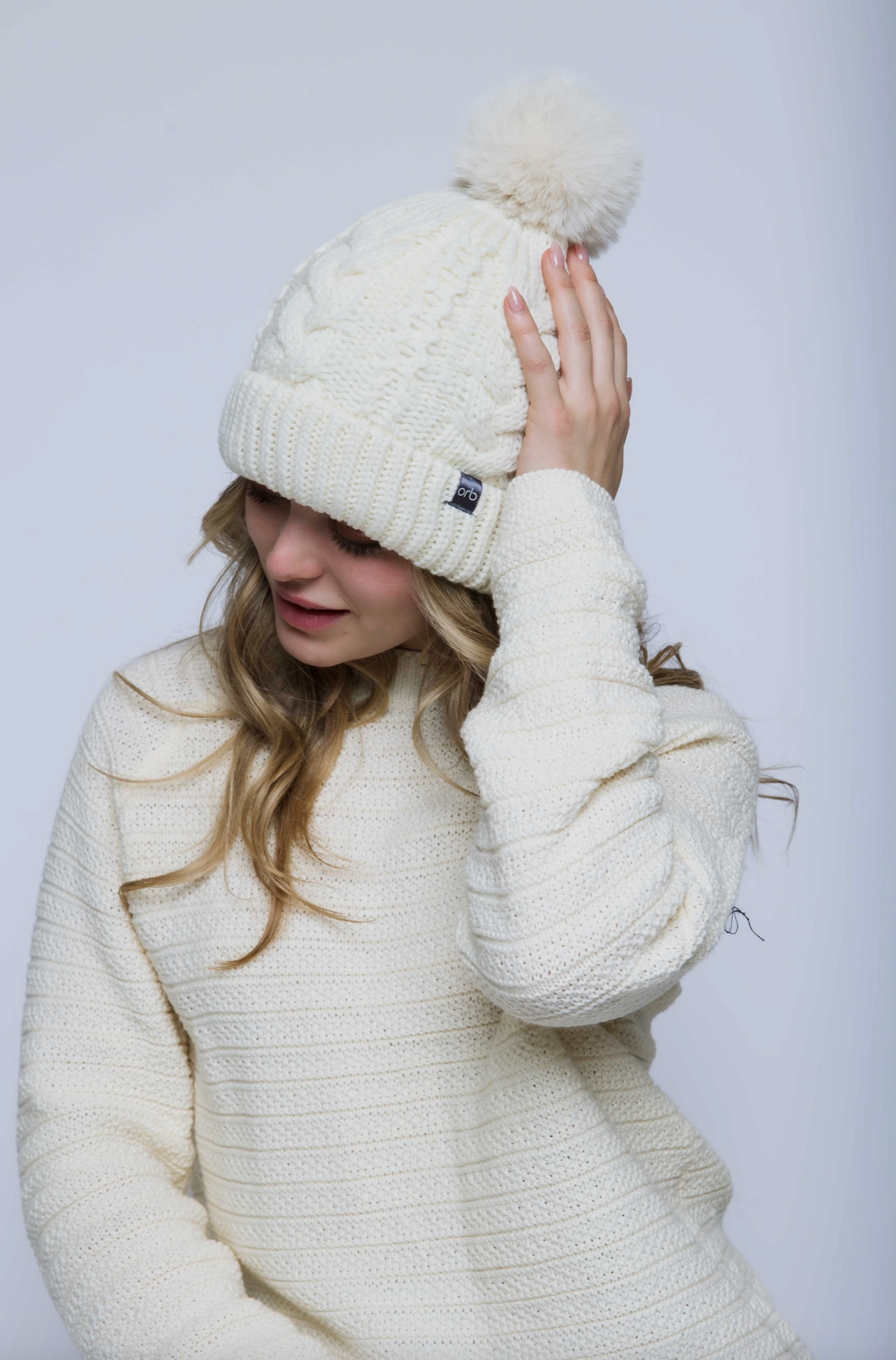 Marshmallow cable lined Beanie
