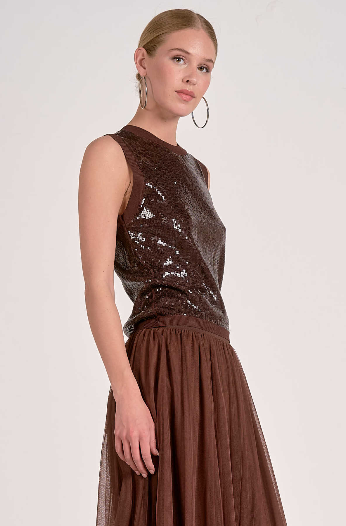 Dark Chocolate Sequin Top
