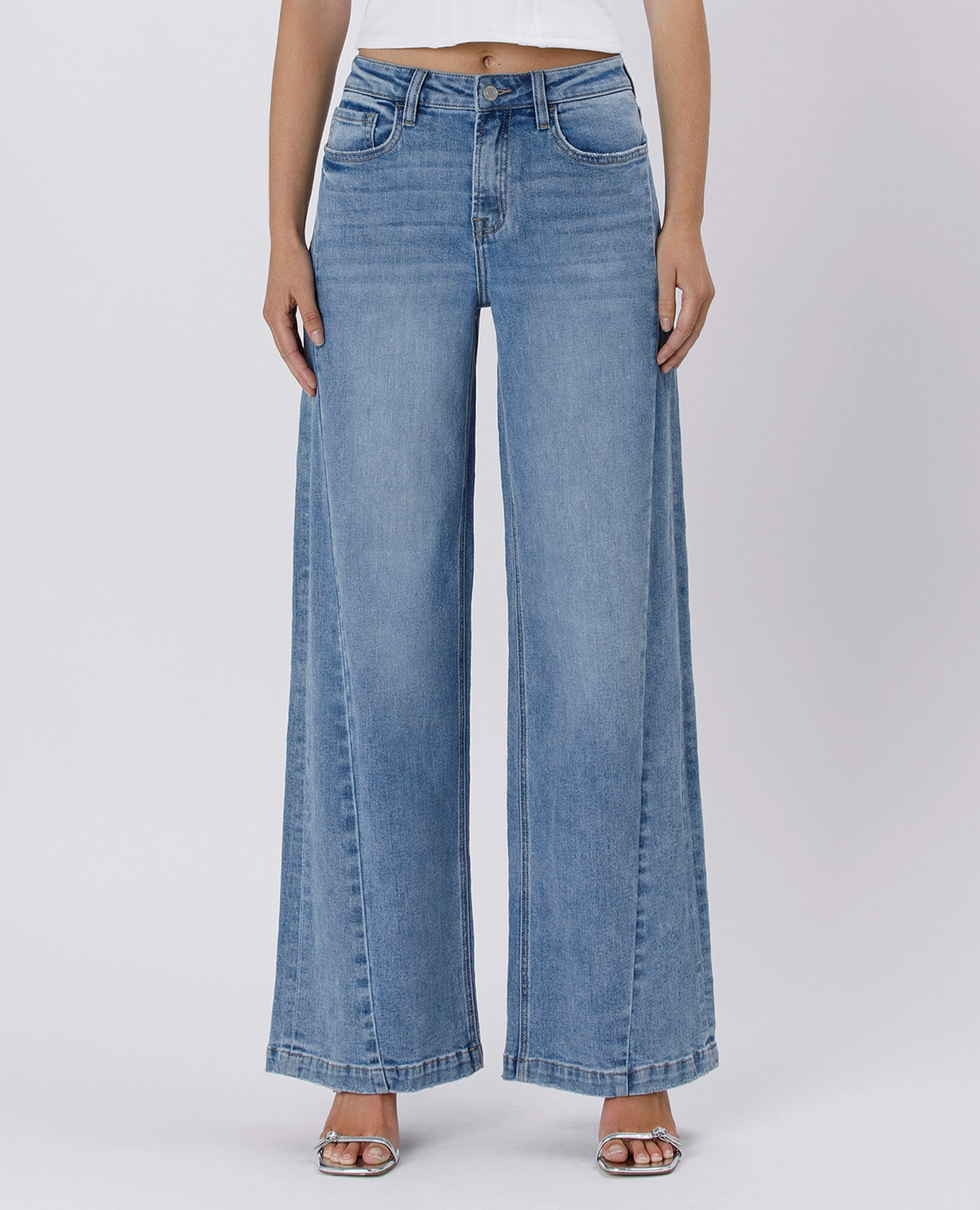 Olivia High Rise Seam Detail Palazzo Jeans (Enthuse)