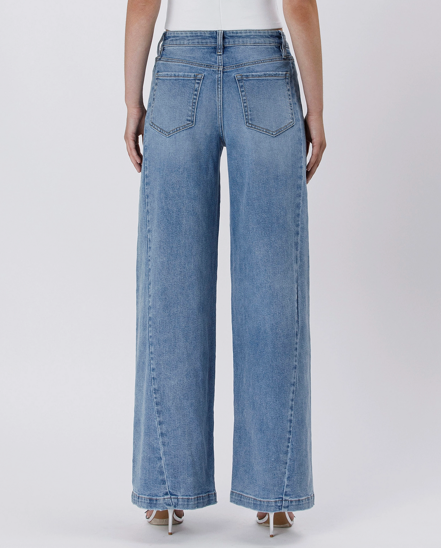 Olivia High Rise Seam Detail Palazzo Jeans (Enthuse)