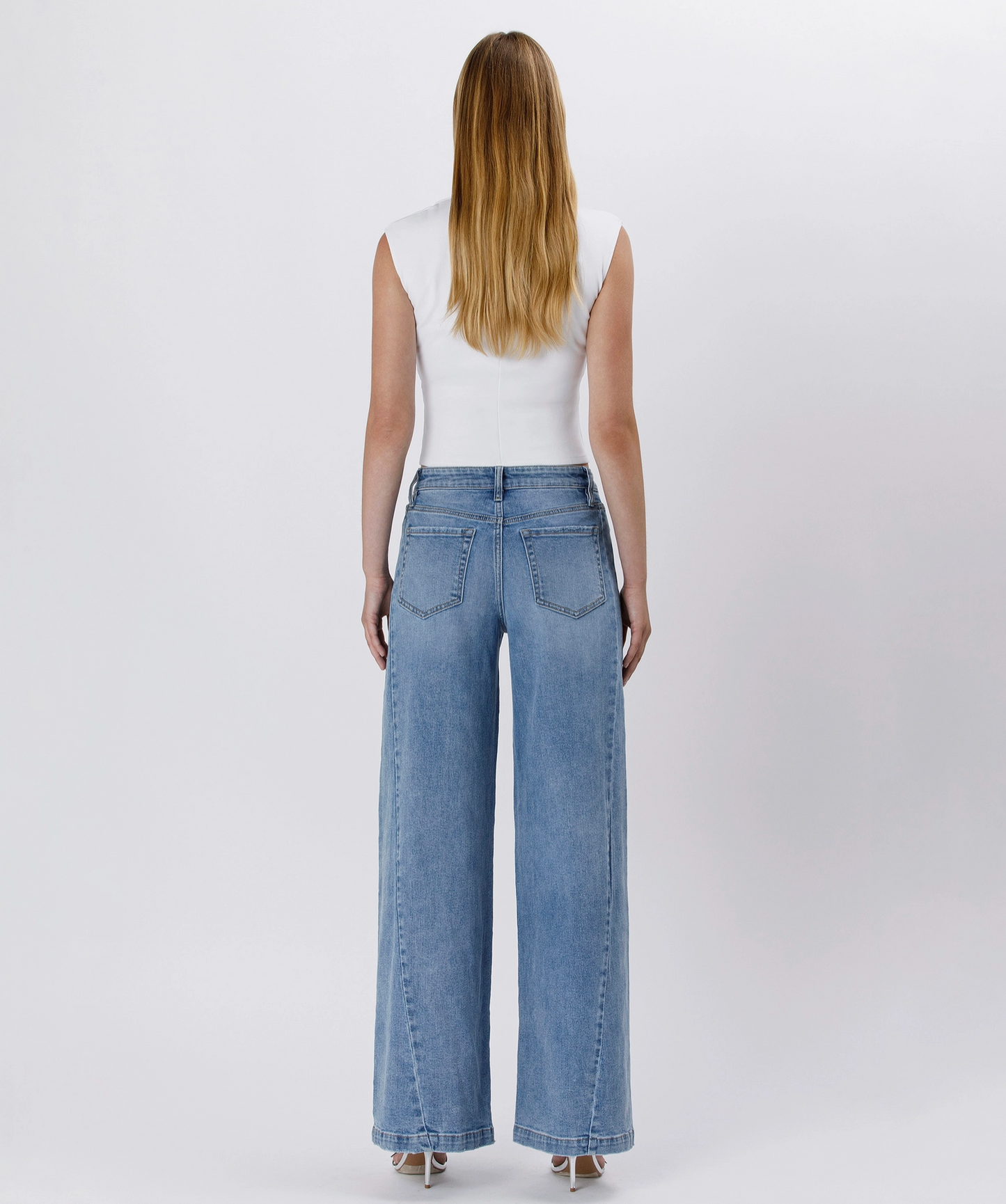 Olivia High Rise Seam Detail Palazzo Jeans (Enthuse)
