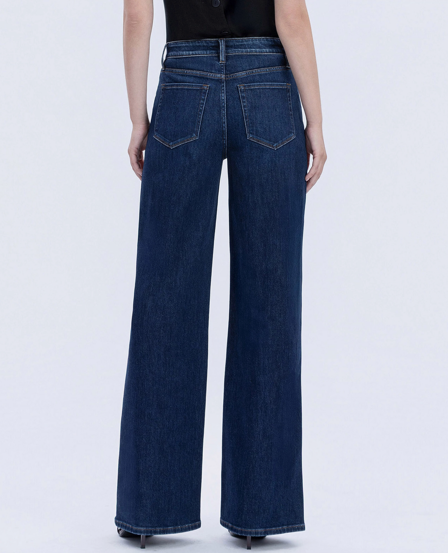 Olivia Super High Rise Full Length Dark Wash Wide Jeans (Jewel)