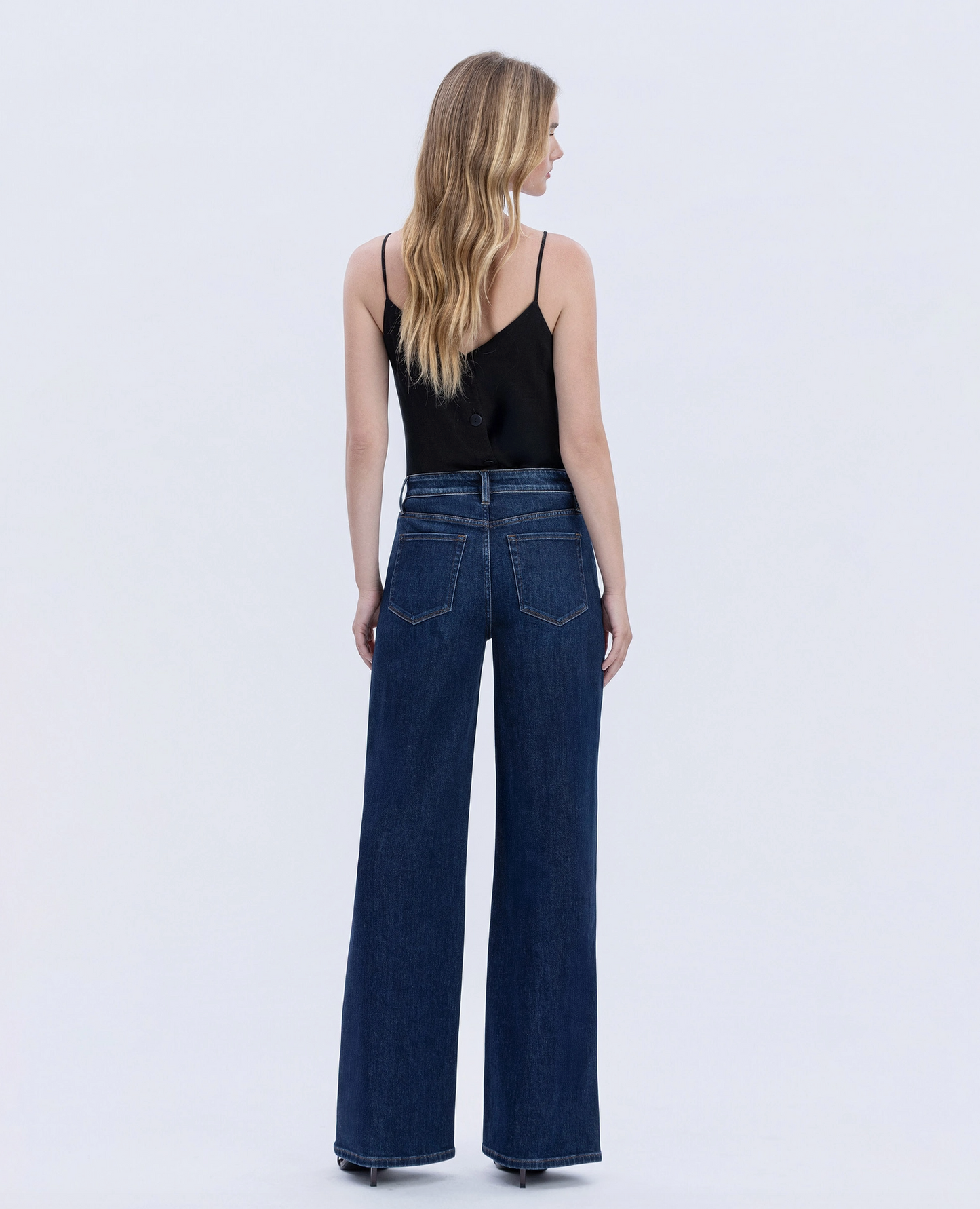 Olivia Super High Rise Full Length Dark Wash Wide Jeans (Jewel)