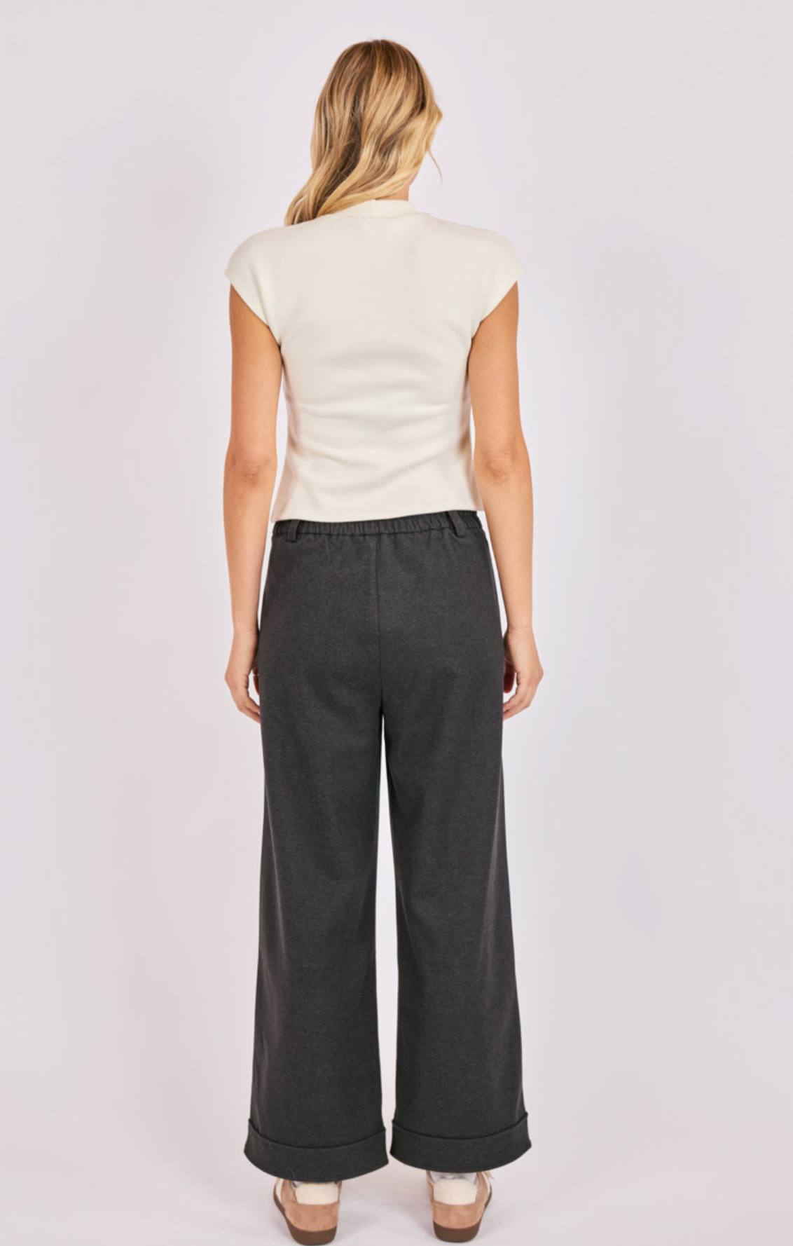 Downtown Mock Neck Sleeveless Top (Ivory)